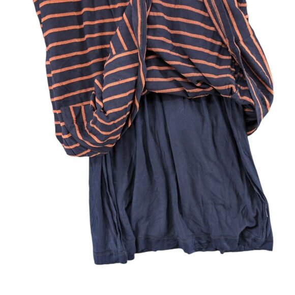Hutch Anthropologie Mini Shirt Dress Navy Orange Stripe Front Pocket Lined Sz S - Picture 12 of 14